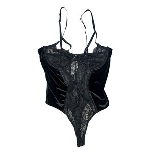 Velour Black Lace Bodysuit